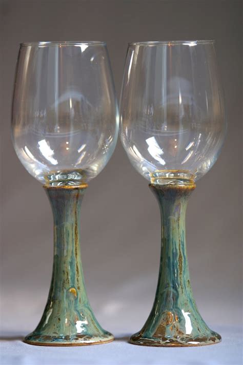 Handcrafted Pottery Wine Glasses Set Goblets By Potterybydaina