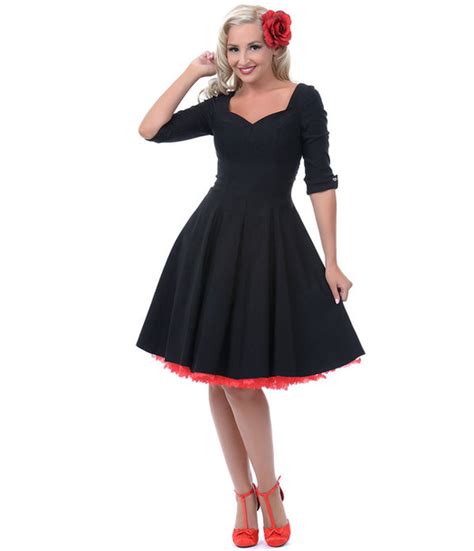 Dress 50s Style 50s Dress Pin Up Long Dress Black