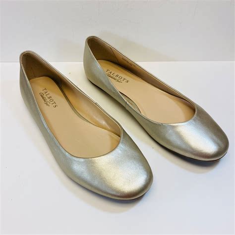 Talbots Gold Ballet Flats Leather 95 As Is Gem