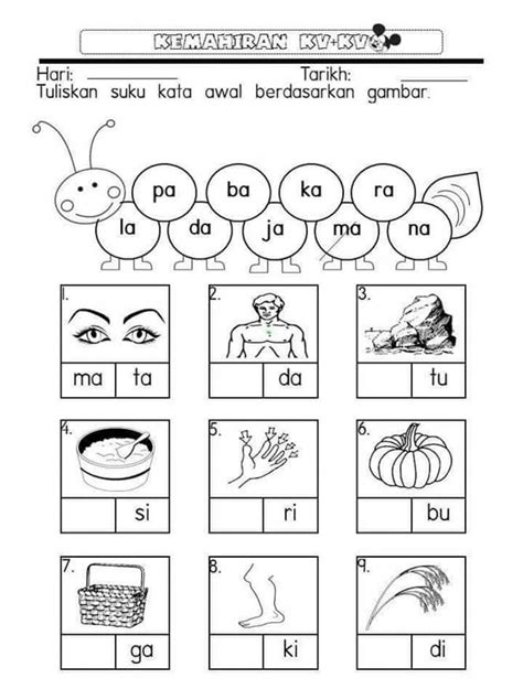 Worksheets For Suku Kata Prasekolah Pdf Merge Imagesee