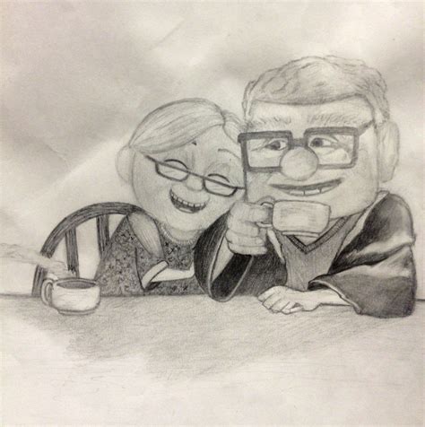 Carl And Ellie From The Movie Up Cute Cartoon Drawings Cartoon Drawings Character Drawing