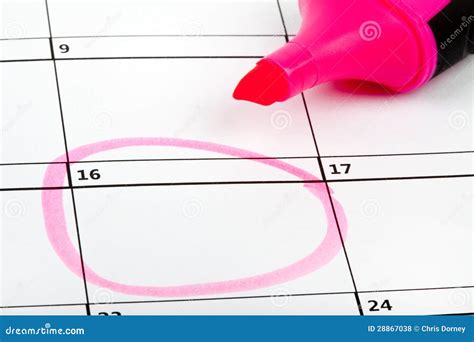 Date Highlighted On A Calendar Stock Photo Image Of Calendar