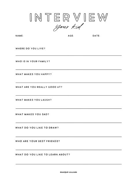 Printable Interview Your Kid — Margot Co