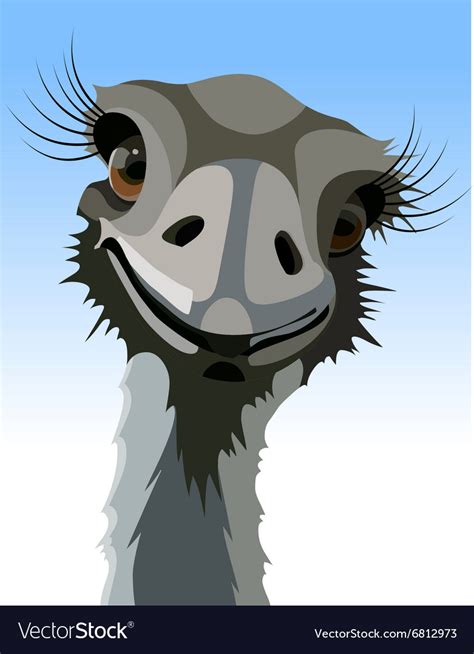 Cartoon Smiling Ostrich With Long Eyelashes Vector Image