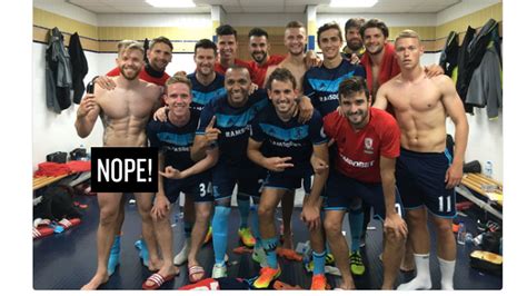 Smiling Soccer Player Lets His Testicle Hang Out In Team Photo
