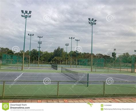 Tennis Court On Sunny Day Stock Image Image Of Active 112340605