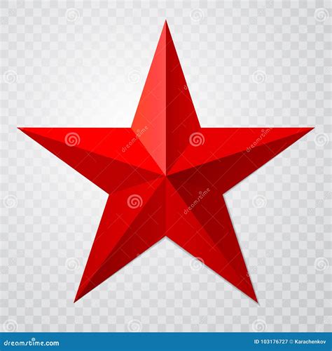 Red Star 3d Icon With Shadow On Transparent Background Stock Vector