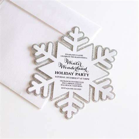 Snowflake Holiday Party Invitation Winter Wonderland Invite Etsy