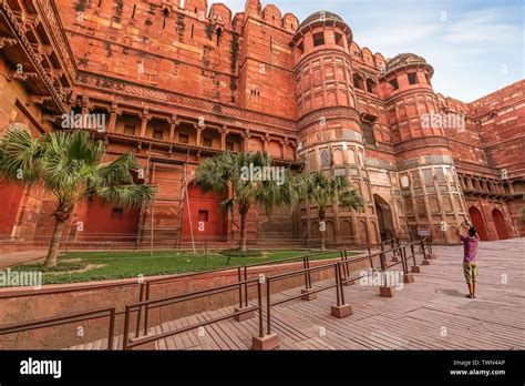 Agra Fort Historic Mughal Architecture Red Sandstone Fort Of Medieval