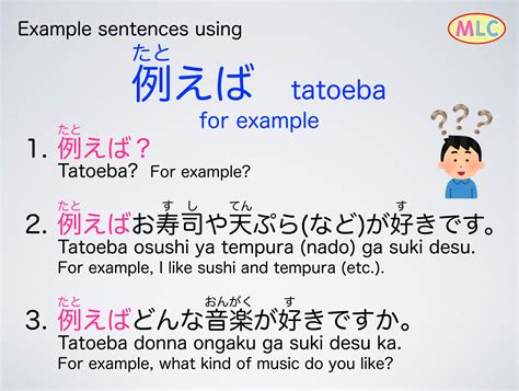 example sentences using たとえば japanische wörter japanisch lernen japanische phrasen