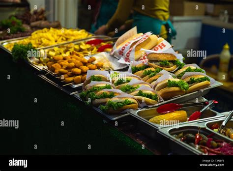 Street Food Concept People Choosing Fast Food Lifestyle Stock Photo