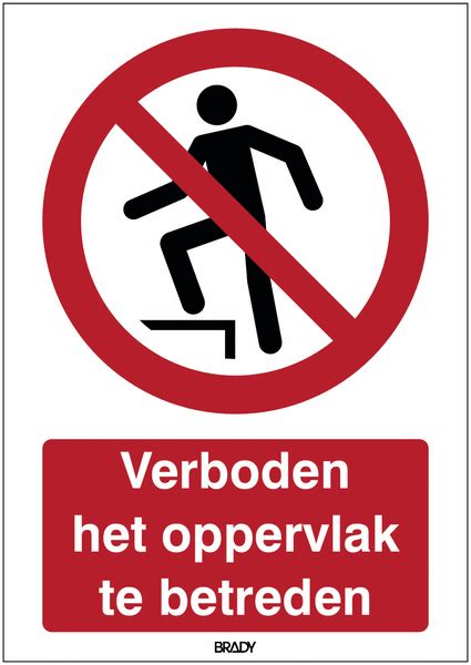 Detecteerbare ToughWash sticker ISO 7010 Verboden het oppervlak te betreden P019 Seton België