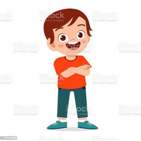 Happy Cute Smile Kid Boy Crossed Arms Stock Illustration Download
