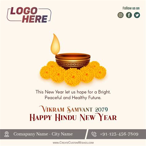 Free Create Vikram Samvat New Year 2079 Wishes For Your Customermay The
