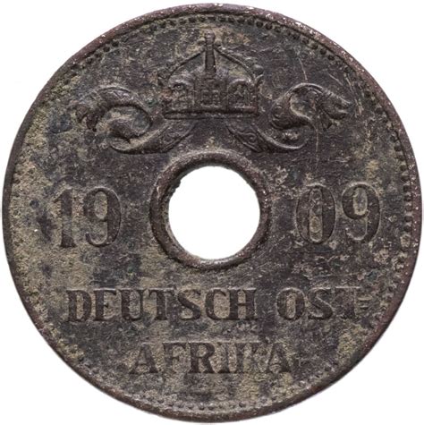 Монета германская Восточная Африка 10 геллеров heller 1909 стоимостью 991 руб