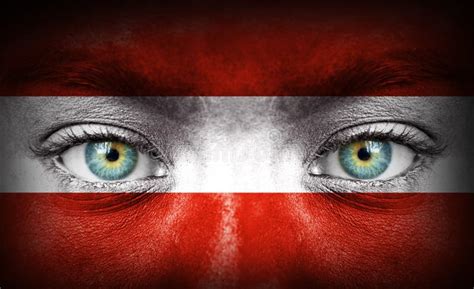 Human Face Painted With Flag Of Austria Stock Image Image Of European
