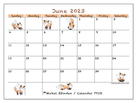 June 2023 Printable Calendar “771ss” Michel Zbinden Za