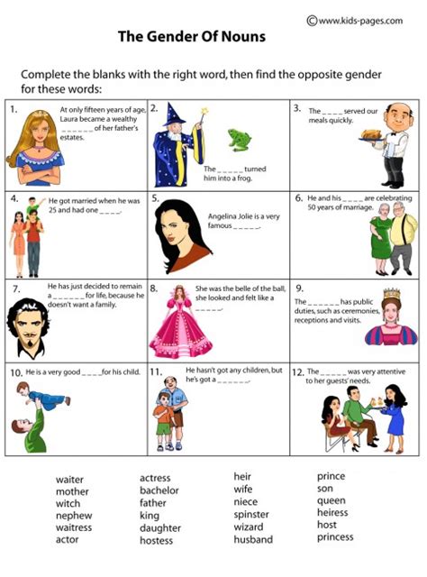 Worksheets For Class 2 English Nouns Gender By Takshi