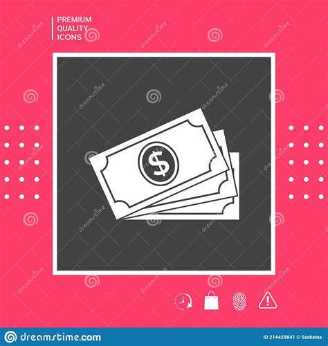 Money Banknotes Stack With Dollar Symbol Icon Graphic Elements For