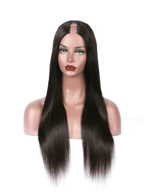 Silky Straight Brazilian Virgin Hair Middle Part U Part Wigs Rewigs