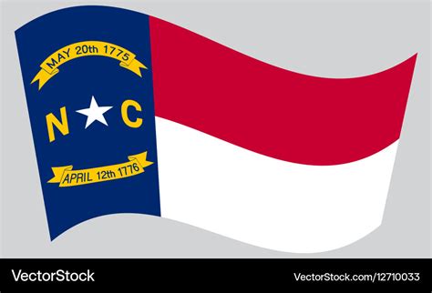 Flag Of North Carolina Waving On Gray Background Vector Image