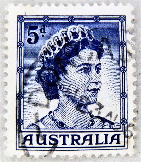 Old Postage Stamp Australia 5d 5p Pence Queen Elizabeth Qe