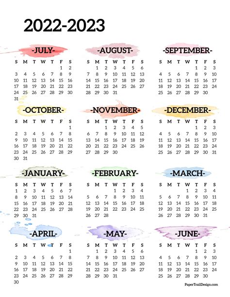 2022-2023 school year calendar free printable