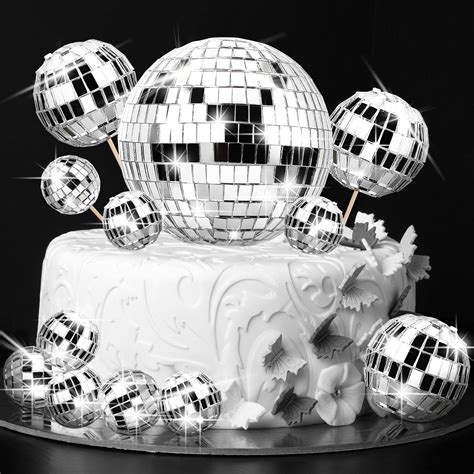 Buy 12 Piece Disco Ball Cake Toppers Disco Ball Cupcake Toppers 70s