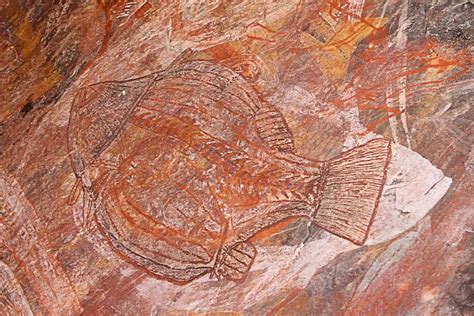 Rock Art Aboriginal Rock Art At Ubirr A Barramundi Rock Art