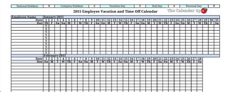 Employee Time Off Tracking Spreadsheet — Db