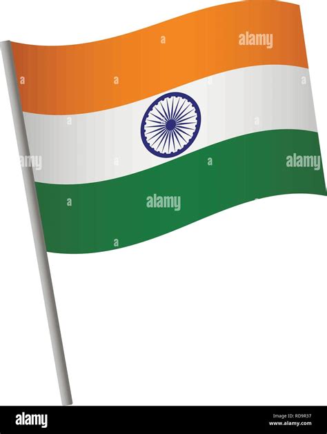 India Flag Icon National Flag Of India On A Pole Vector Illustration
