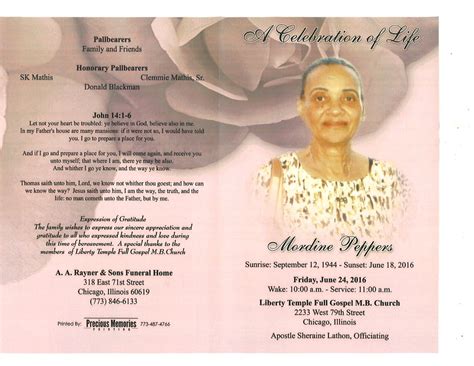 Mordine Peppers Obituary Aa Rayner And Sons Funeral Homes