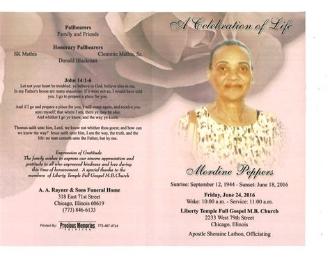 Mordine Peppers Obituary | AA Rayner and Sons Funeral Homes
