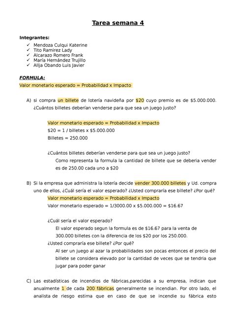 Tarea Semana 4 Ejercicios Propuestos De Gestion De Riesgos Tarea