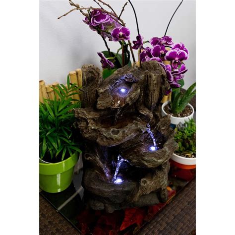 Tiered Log Led Indoor Outdoor 14 High Tabletop Fountain 6y233
