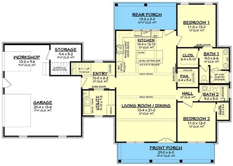 2 Bedroom Modern Farmhouse Dream Home Plan With Bonus Over Garage