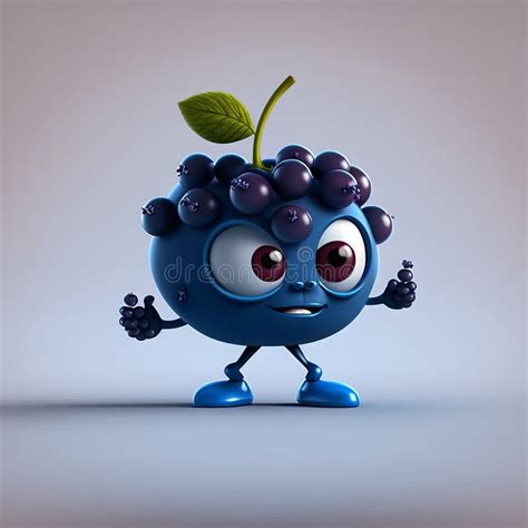 Cute Cartoon Blueberry Character Generative Ai Stock Illustration