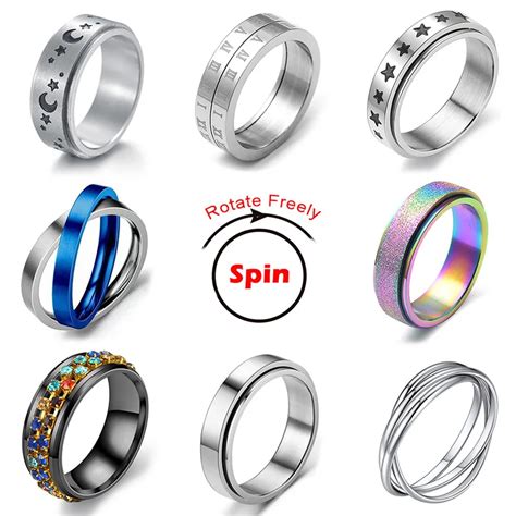 Rotating Freely Spinning Stainless Steel Anxiety Fidget Ring For Women