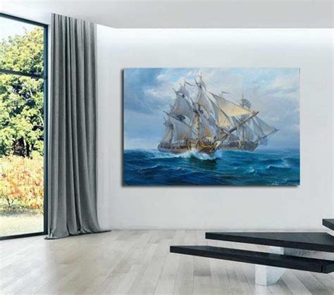 Sail Ship Painting Large By Alexander Shenderov Ocean Art Etsy