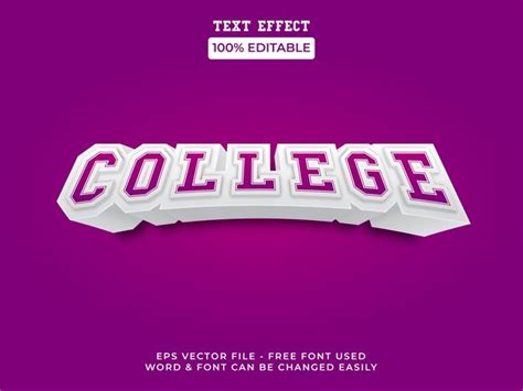 Premium Vector 3d College Text Effect Style Editable Text Effect