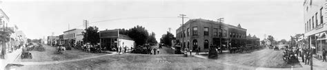 Image Panoramic Photograph Of The Principal Street Of Akron Iowa