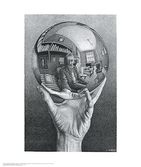 Hand With Reflecting Sphere By M C Escher 22 X 26 Inches Art Print