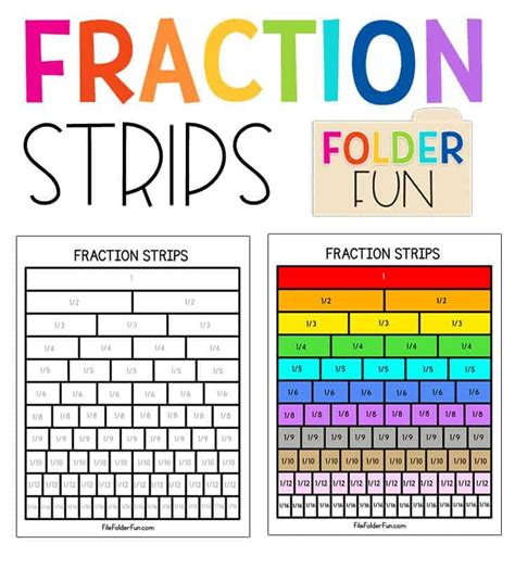 Free Printable Fraction Strips Or Fraction Bars For Your Math Learning