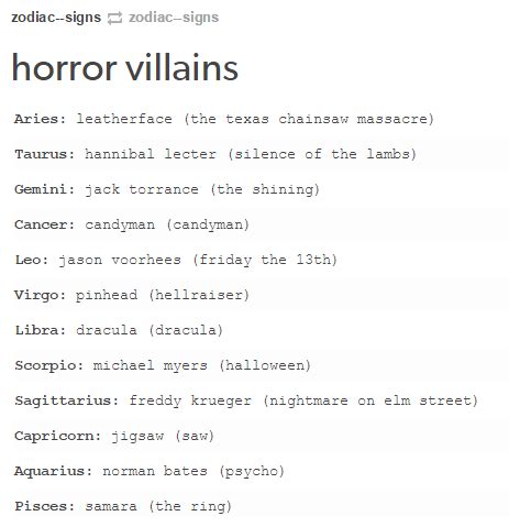 What are the two different zodiac systems? your zodiac sign as horror villains