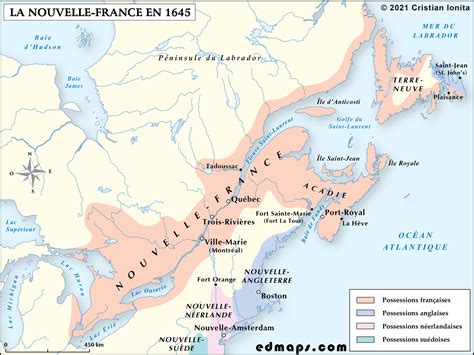 A Map Of New France In 1645 In French La Nouvelle France En 1645 A