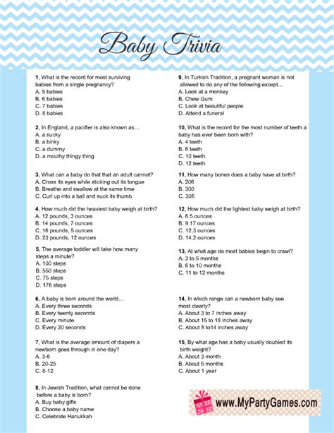 Movies, sports, tv, geography, and much more. Free Printable Baby Trivia Game for Baby Shower Party
