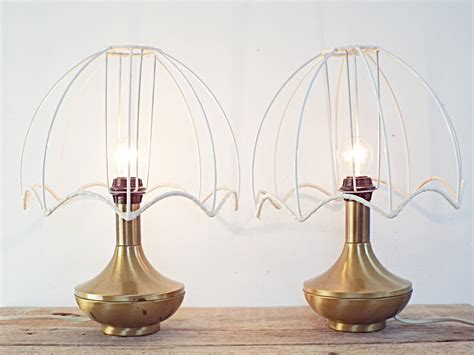 2 Mid Century Table Lamp Bases Set Bohemain Retro Metal Lamp Etsy