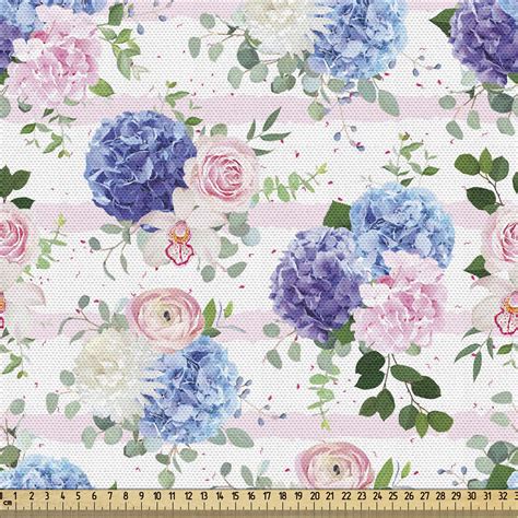 East Urban Home Blue And Pink Fabric By The Yard Spring Pattern With