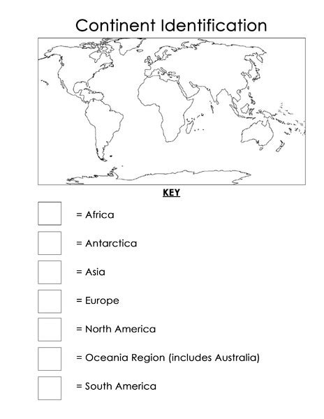 Kindergarten Continent Worksheet