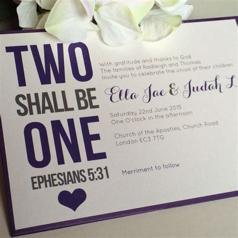 The cards are exquisite, and the finish is flawless. Two Shall Be One Christian Wedding invitations | Christian ...